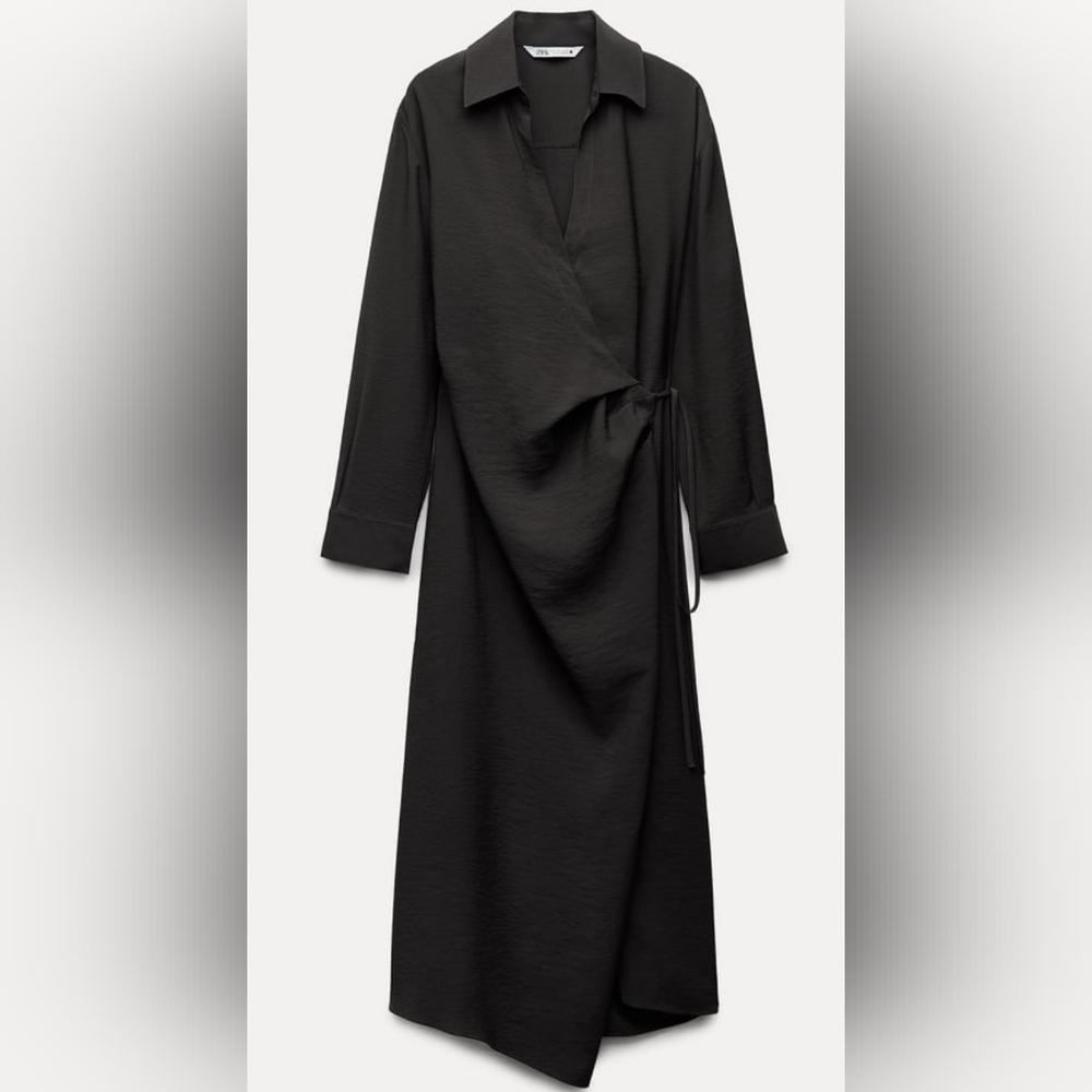 Zara Women's NWT Long Dark Shirt Dress. Size S - Picture 4 of 16